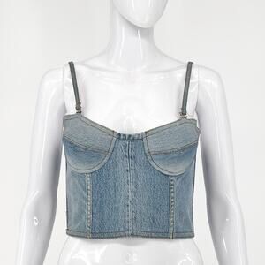 RE/DONE Levi’s Reconstructed Denim Bustier Top Women’s Size XS Cropped Corset